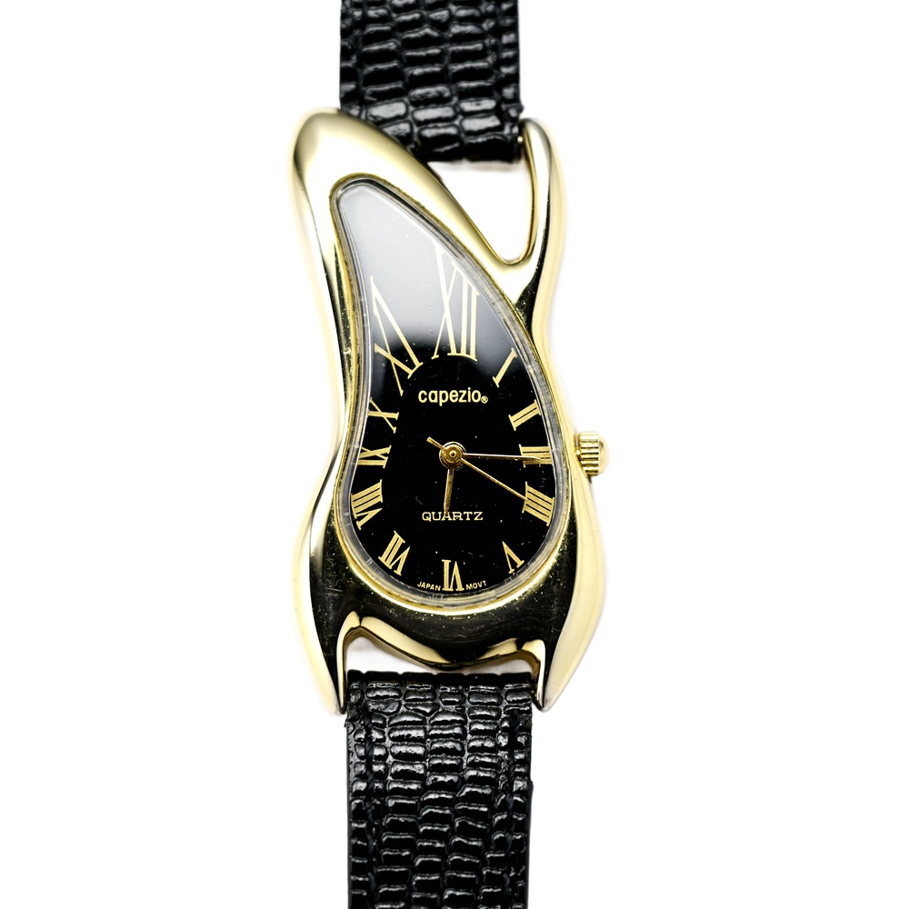 Capezio 1990's Ladies Salvador Dali Melting Wrist Watch Gold Plated 27x46mm